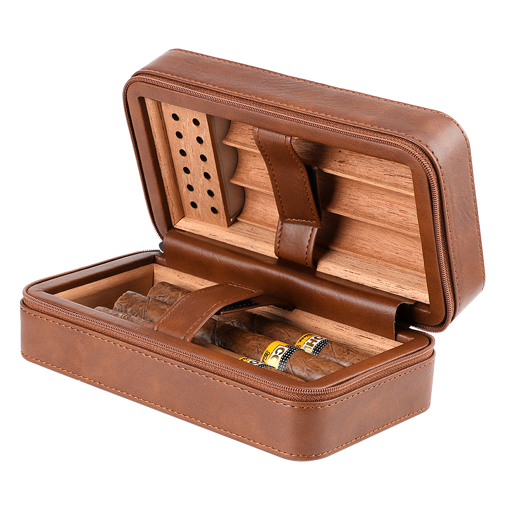 Home Fragrance Maple Walnut - Xifei 6-Slot PU Cigar Case Travel