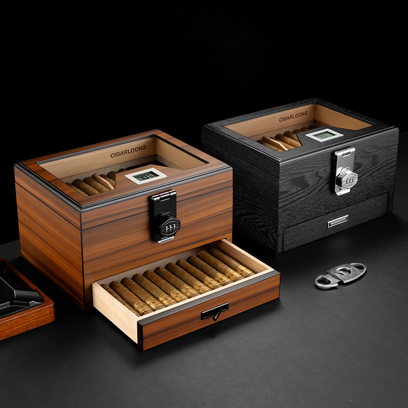 Home Fragrance Maple Walnut - Humidor with Drawer Large Capacity Cedar