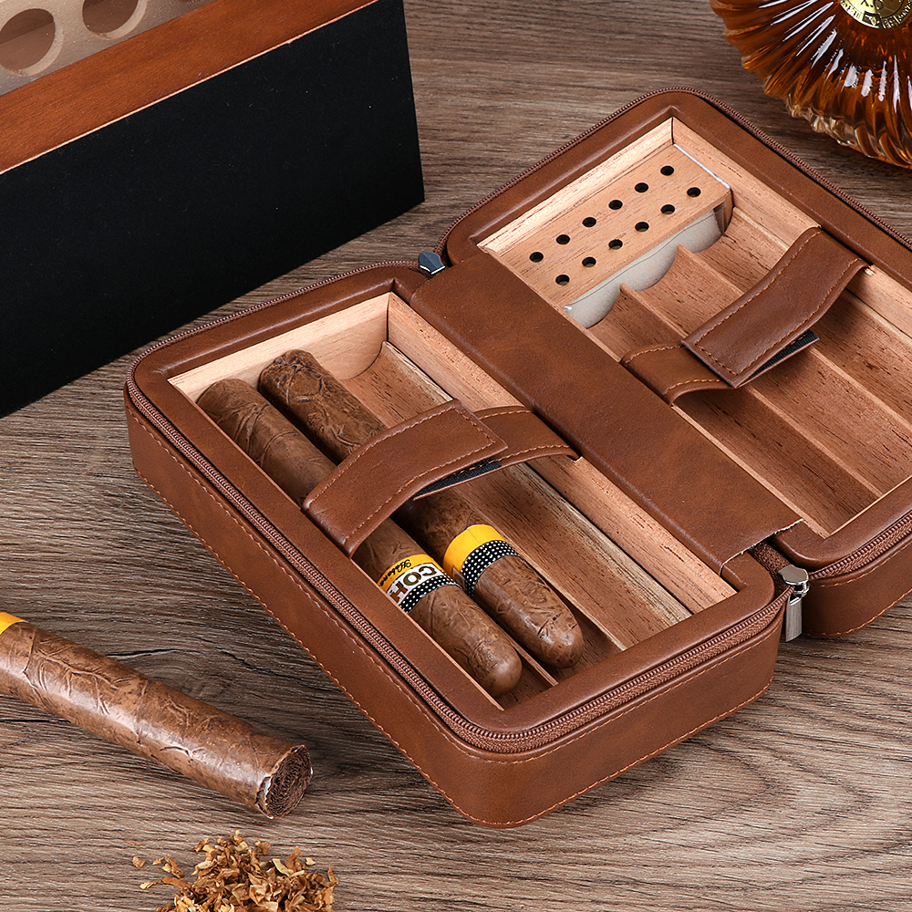Xifei 6-Slot PU Cigar Case Tra - Home Fragrance Maple Walnut ulasan dan harga