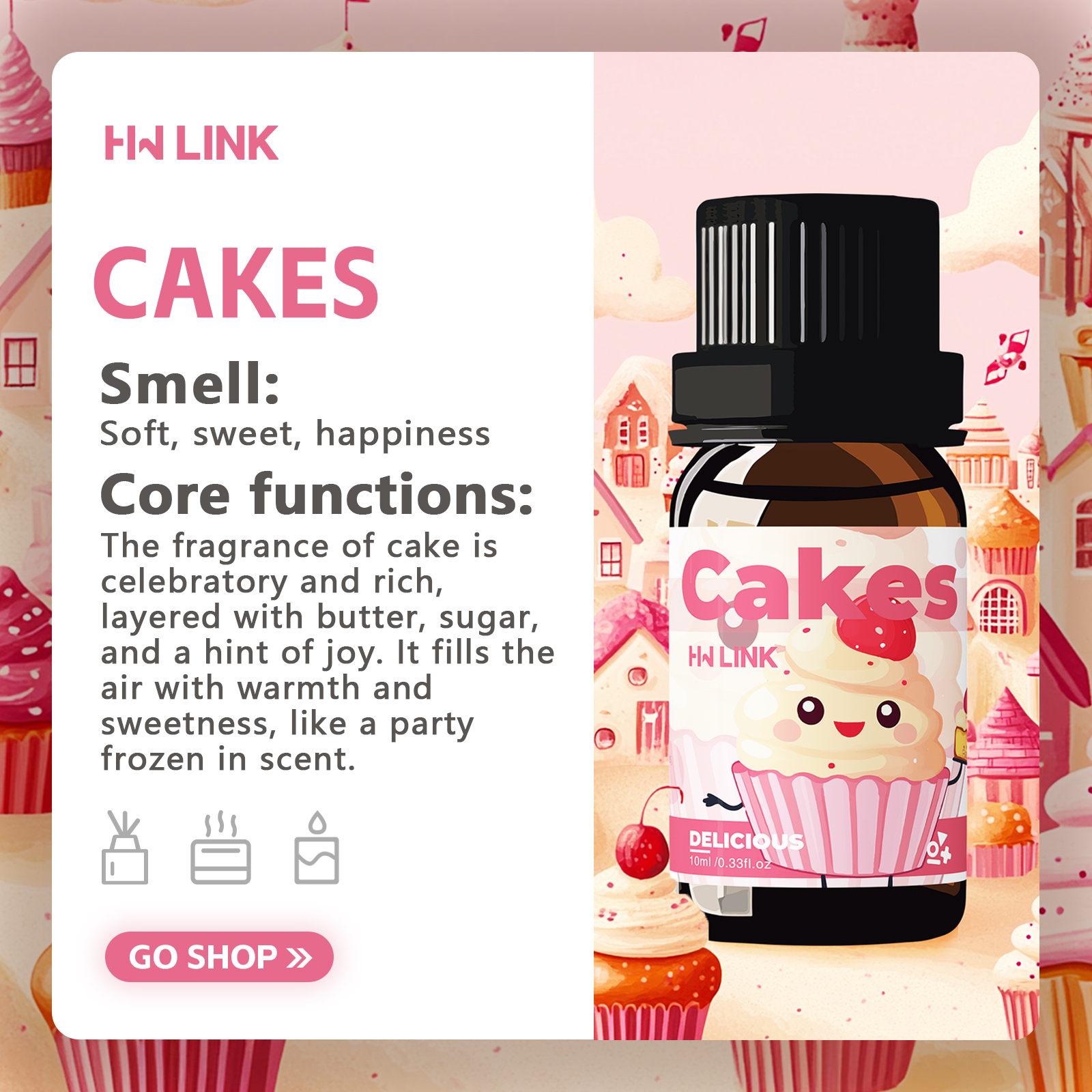 10ml Cakes Essential Oils Perf - Home Fragrance Oils ulasan dan harga