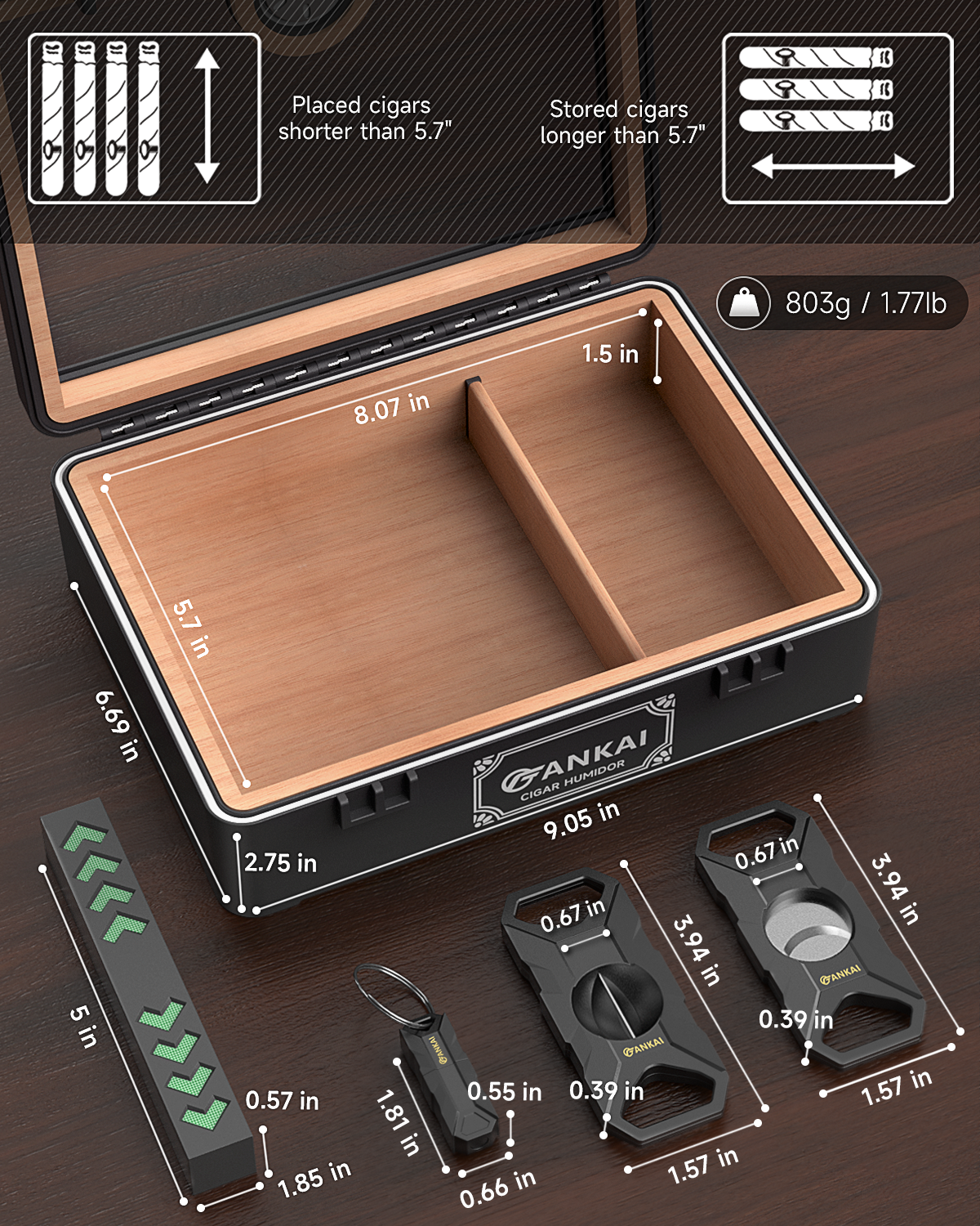 Cigar Humidor,Full Glass Top C - Home Fragrance Maple Walnut ulasan dan harga