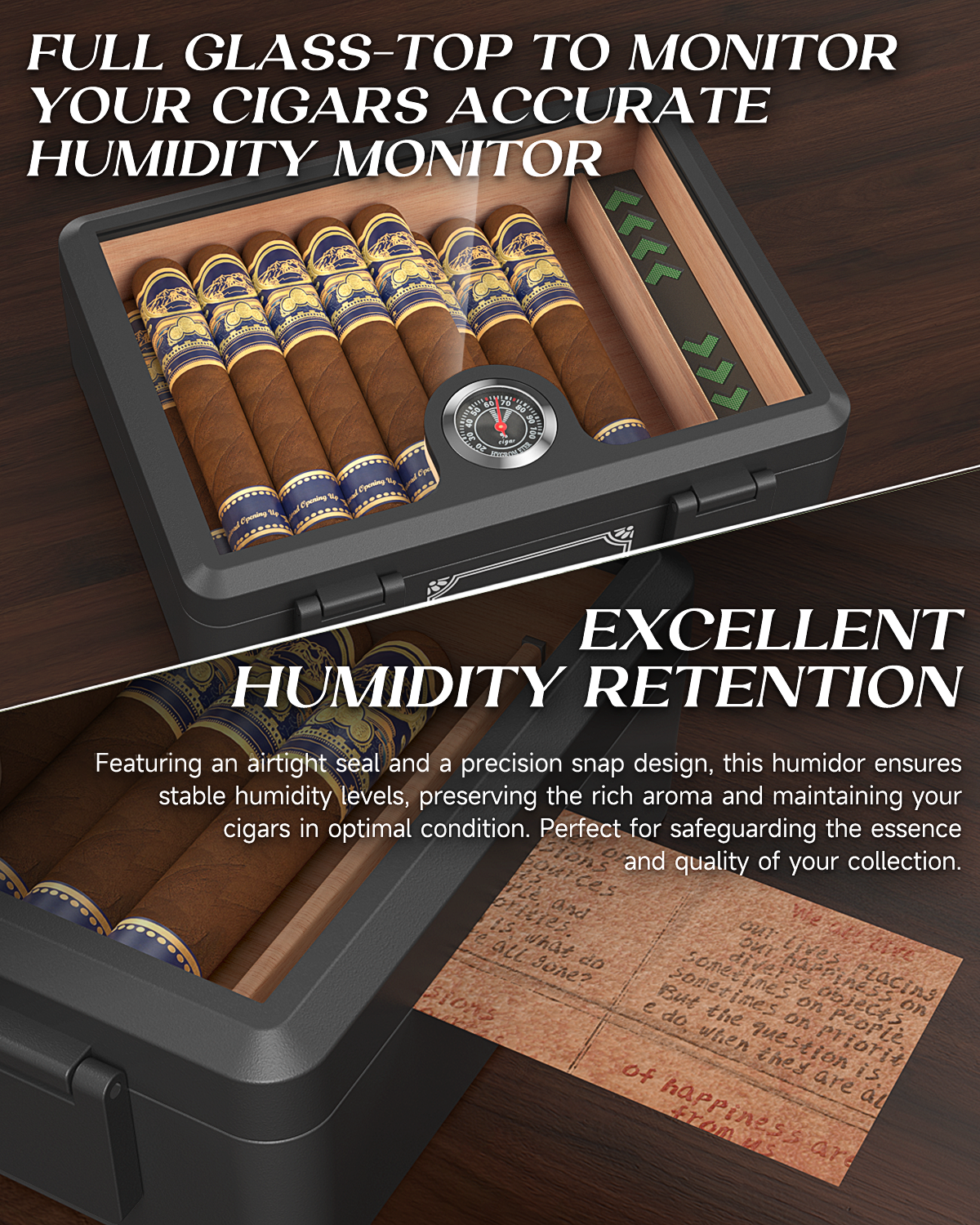Cigar Humidor,Full Glass Top C - Home Fragrance Maple Walnut ulasan dan harga