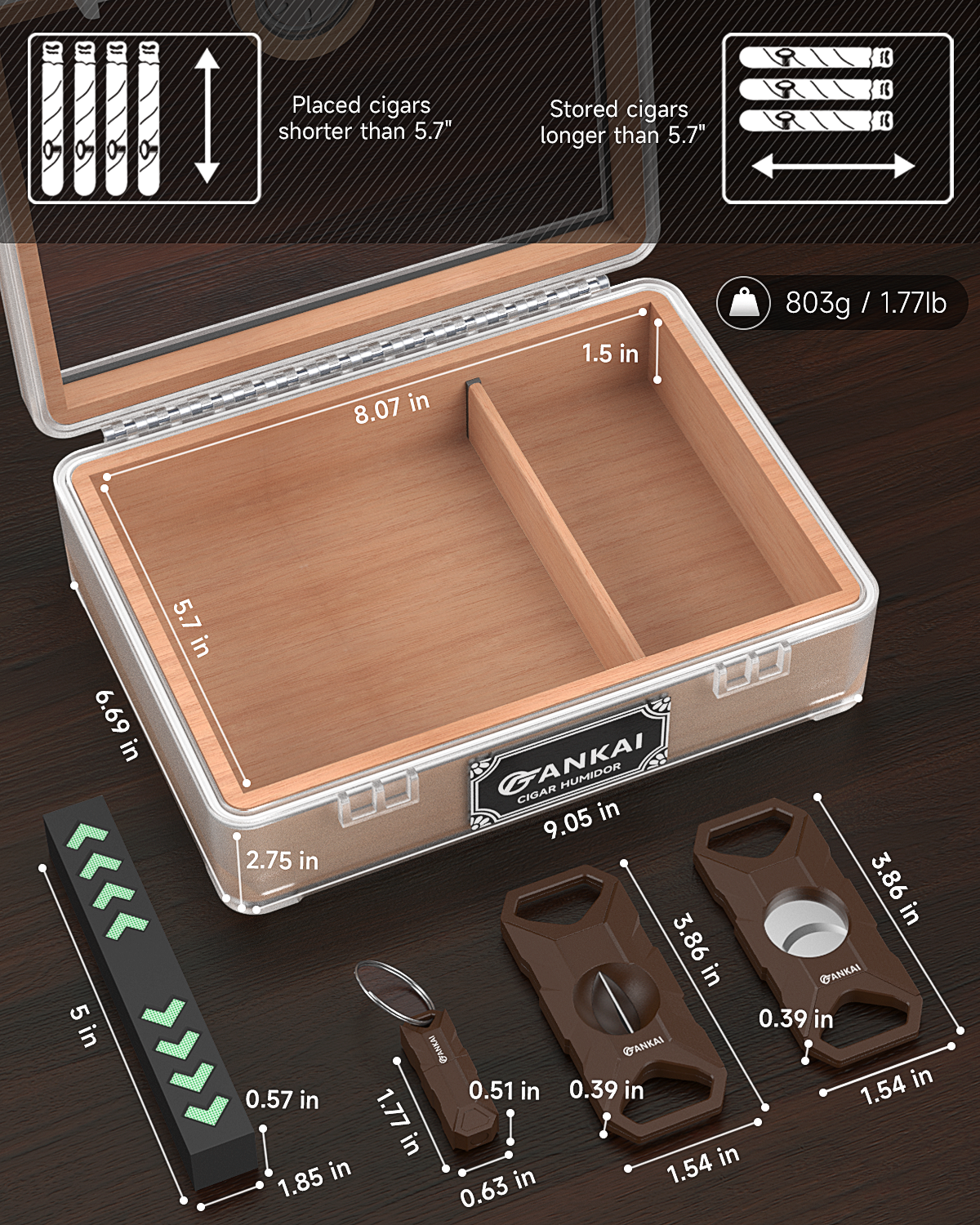 Humidor Cigar Box,with Cutter  - Home Fragrance Maple Walnut ulasan dan harga