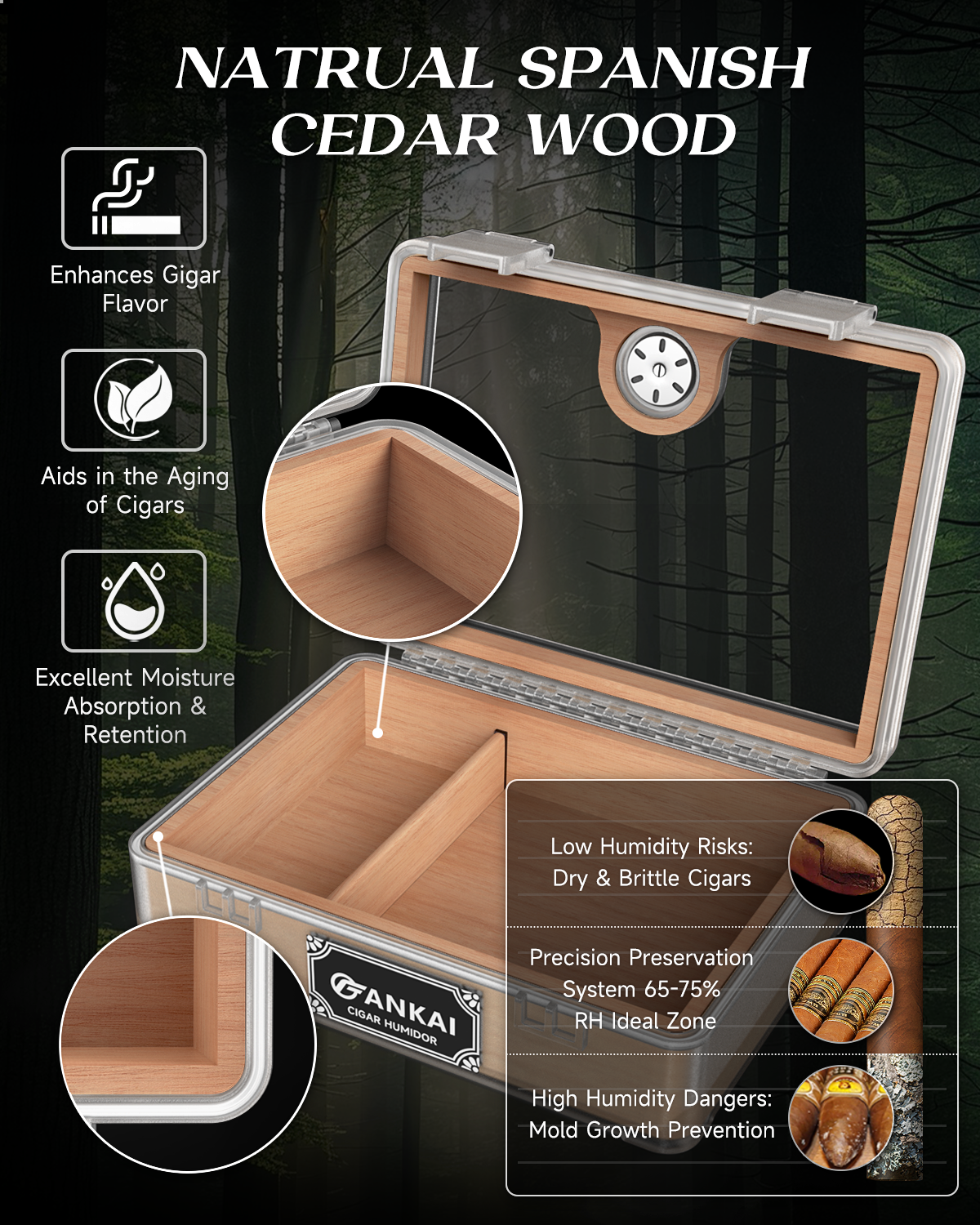 Humidor Cigar Box,with Cutter  - Home Fragrance Maple Walnut ulasan dan harga