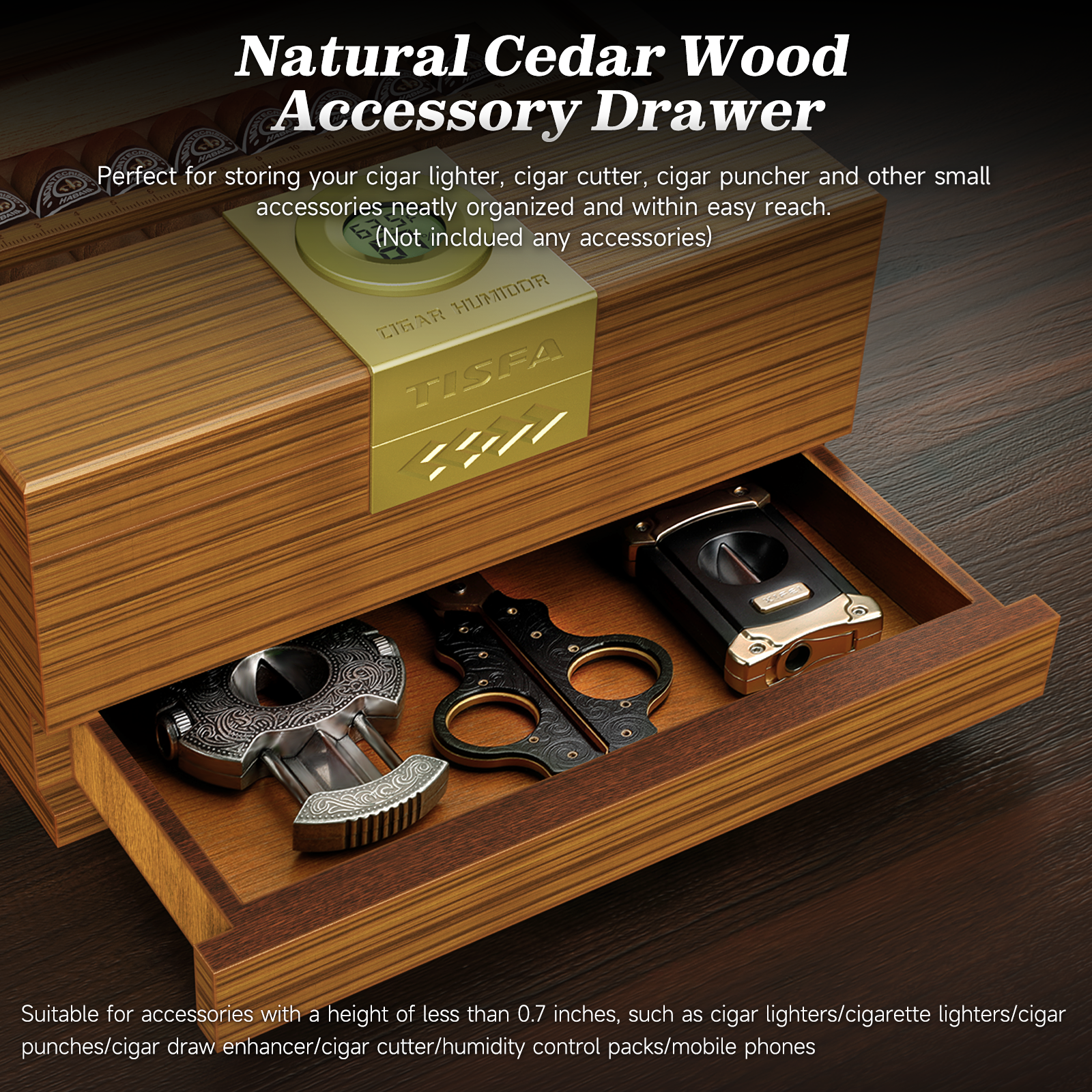 Cigar Box Humidor with Hygrome - Home Fragrance Maple Walnut ulasan dan harga