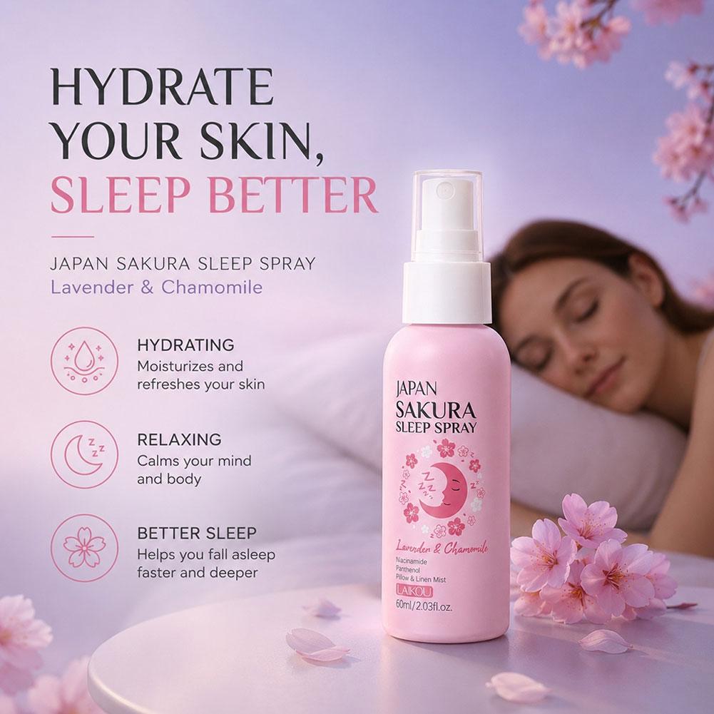 LAIKOU Sakura Sleep Spray 60ml - Lavender Pillow Spray ulasan dan harga