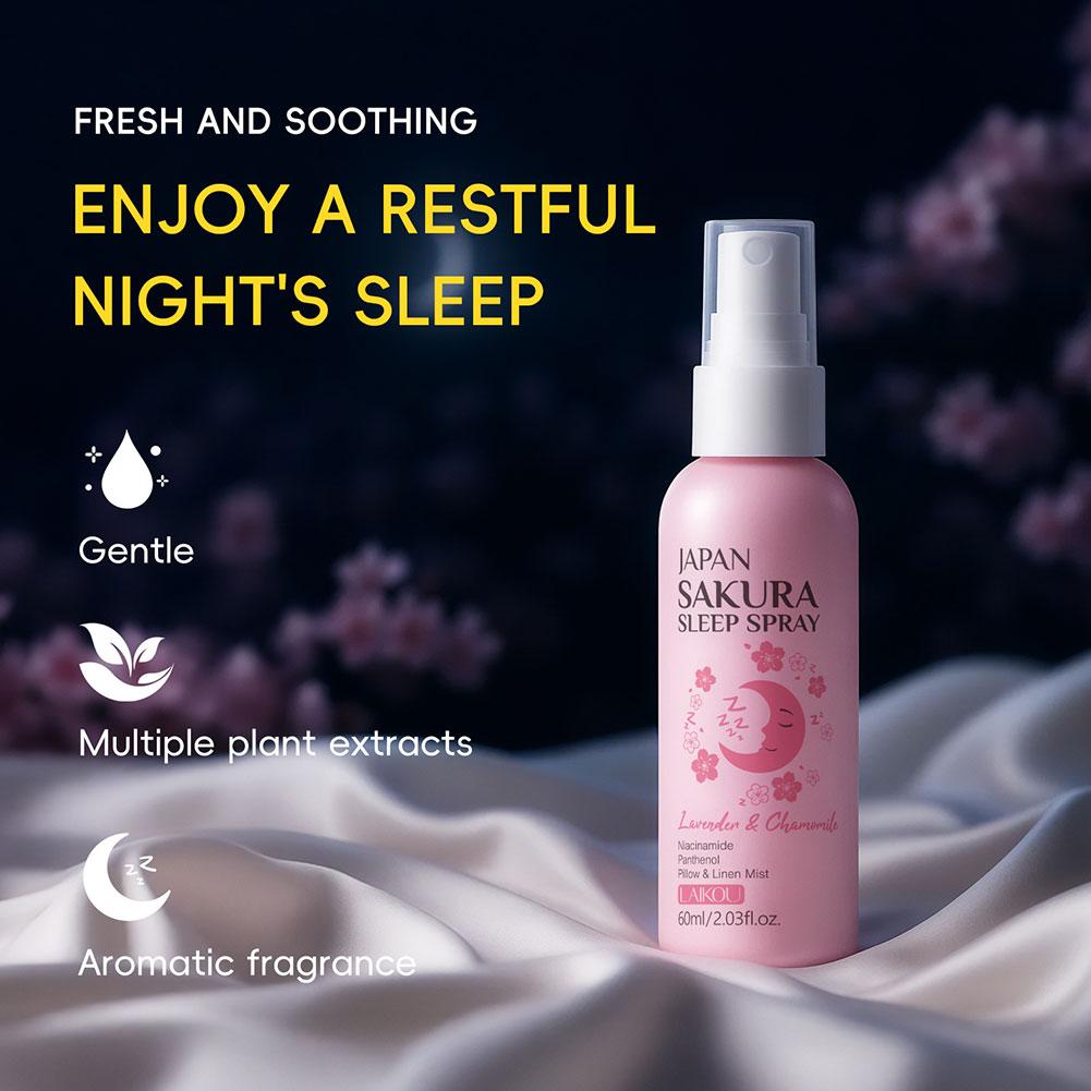 LAIKOU Sakura Sleep Spray 60ml - Lavender Pillow Spray ulasan dan harga