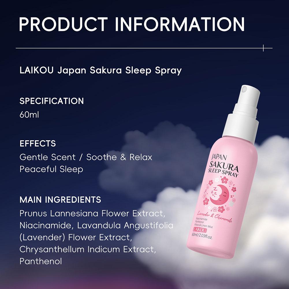 LAIKOU Sakura Sleep Spray 60ml - Lavender Pillow Spray ulasan dan harga