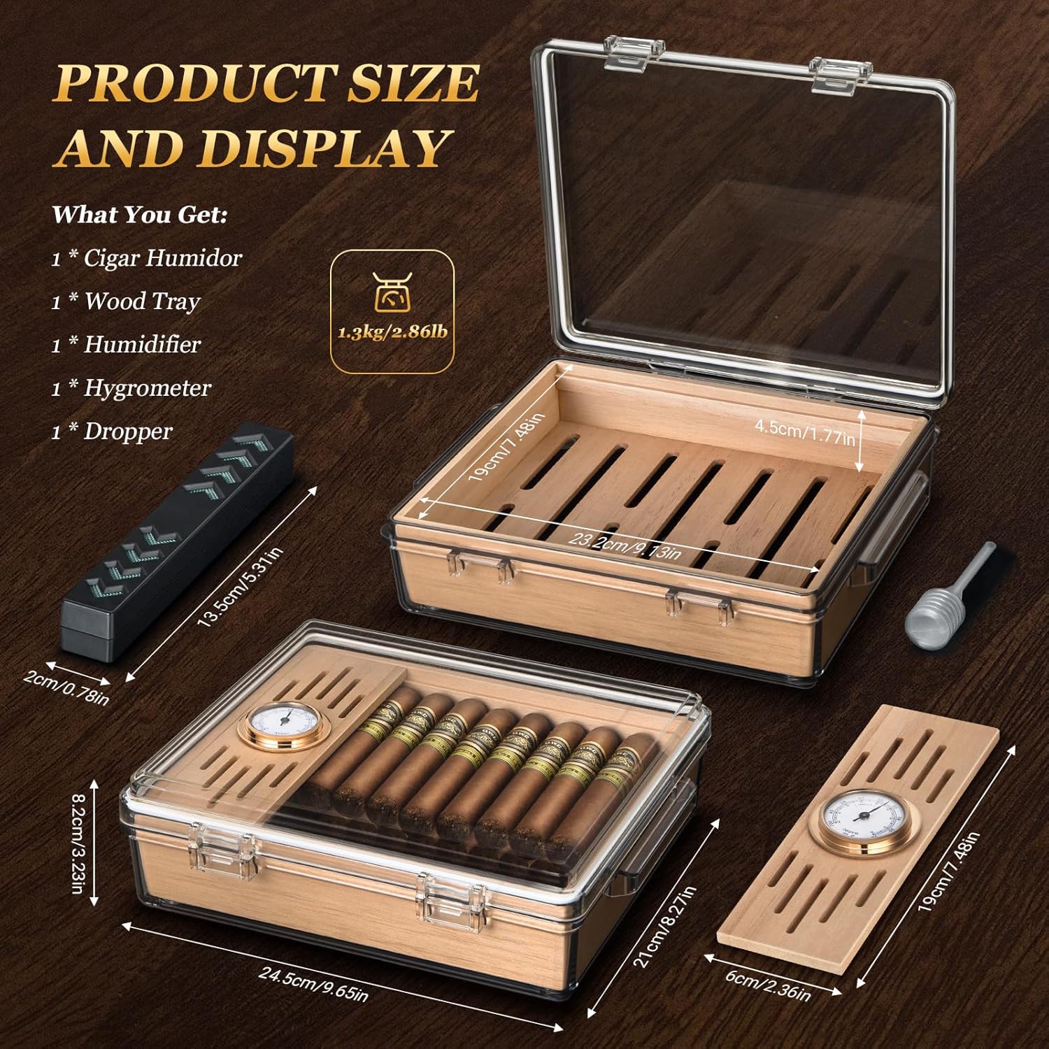 Acrylic Cigar Humidor, Cigar B - Home Fragrance Maple Walnut ulasan dan harga