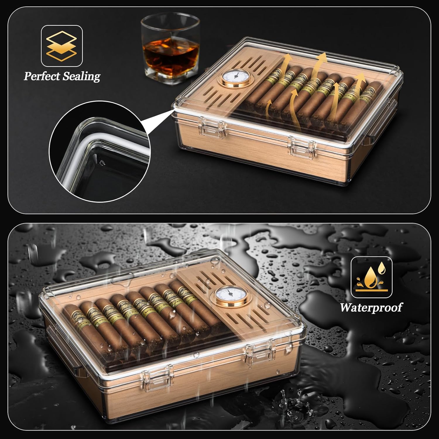 Acrylic Cigar Humidor, Cigar B - Home Fragrance Maple Walnut ulasan dan harga